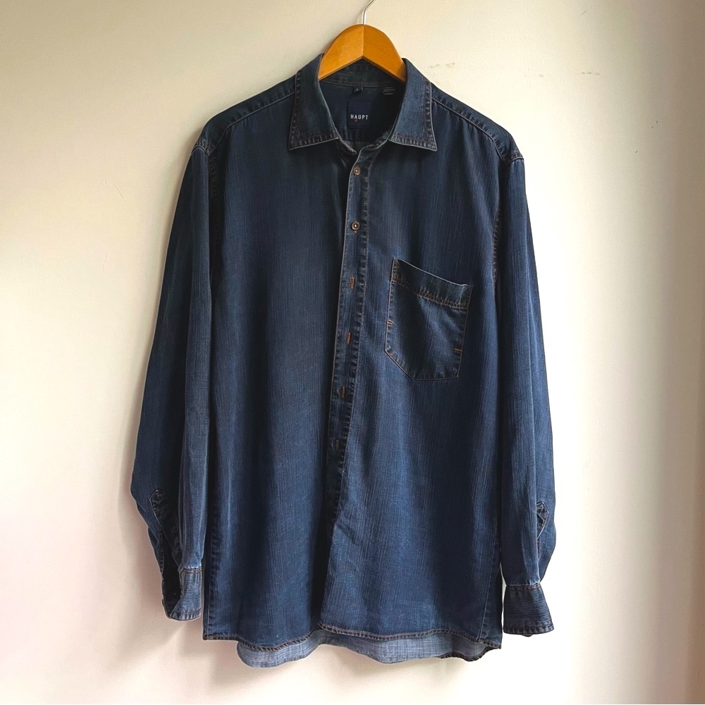 Haupt Dark Blue Denim Chambray Shirt